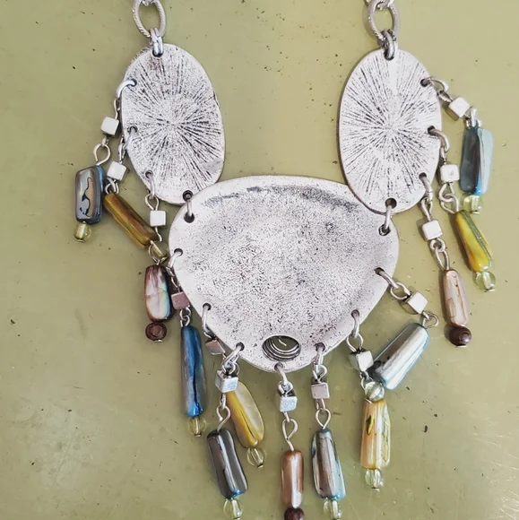 Artsy silver whimsical real natural shell silver dangle necklace statement uniqu - Picture 12 of 14